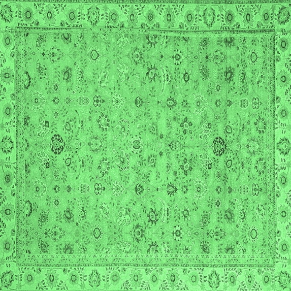 Ahgly Company Indoor Square Oriental Emerald Green Traditional Area Rugs, 8' Square