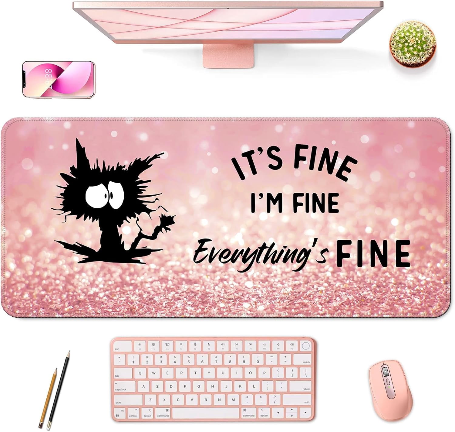 Desk Mat,Large Mouse Pad 35''×15.6'' XXL Extended Gaming Mouse Pad Mat with Non-Slip Base Stitched Eges Mousepad for Computer,Office,Keyboard and Laptop - Vector Mountain