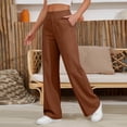 thumbnail image 2 of Womens Linen Pants Summer Wide Leg High Waist Straight Casual Lounge Yoga Pant 2026 Travel Beach Vacation Trousers Coffee L, 2 of 9
