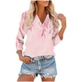 thumbnail image 2 of CYMMPU Women's Summer Fall Tunic Tops Casual Business Work Blouses Shirts Floral Printed Flowy Blouse 3/4 Length Sleeve Basic Tees V-Neck 2025 Clothes Pink XXXL, 2 of 8