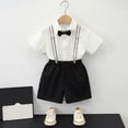thumbnail image 5 of Bainana Toddler Boys Summer Suit Set Solid Color Short Sleeve Button Down Shirts And Shorts Set Cute Soft Little Boys School Performance Formal Casual Wear Size 4-5 Years, 5 of 5