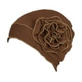thumbnail image 3 of TISHITA For Ladies Solid Elastic Flower Hat Turban Chemo Cancer Hair Loss Cap Head Wrap brown, 3 of 8