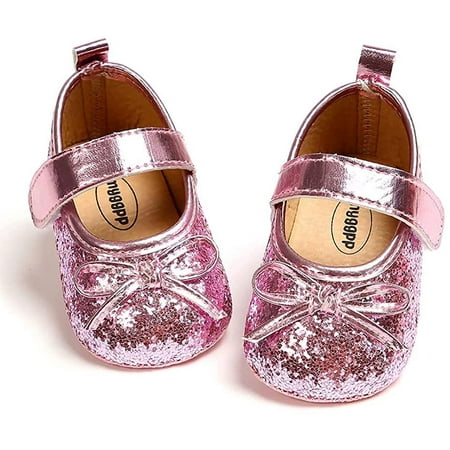 Antheron Baby Girls Mary Jane Flats Soft Sole Infant Moccasins Floral Sparkly Toddler Princess Dress Shoes