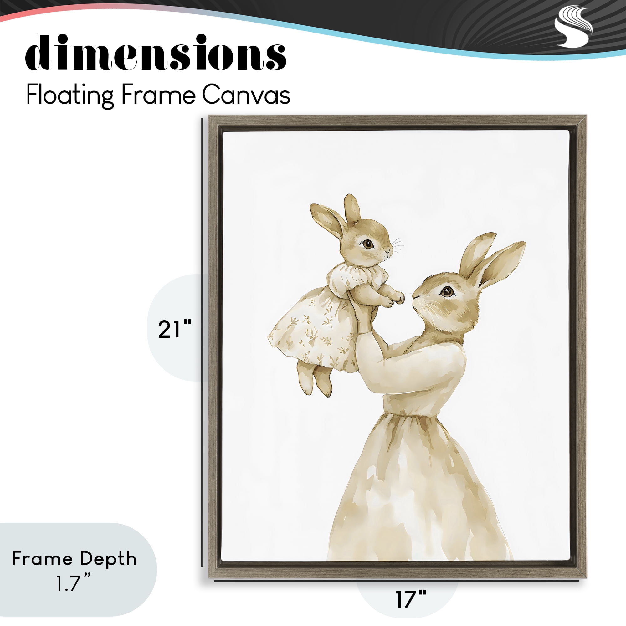 Stupell Industries Tender Mama Rabbit Brown Framed Floater Canvas Wall Art, design by Arlington Prints