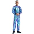 thumbnail image 2 of Choomomo Men's Astronaut Alien Space Suit Metallic Shiny Mock Neck Long Sleeve Jumpsuits Outfits Blue L, 2 of 7