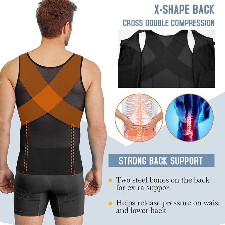  Customer reviews: Gotoly Men Compression Shirt Shapewear  Slimming Body Shaper Vest Undershirt Tummy Control Tank Top
