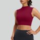 thumbnail image 4 of Basic White Tank Top Mujeres de Cuello Alto de Malla de Doble Cara Que Absorbe Golpes Yoga Top, Body Shaping Tank Tops para Mujeres con Taza Fija, 4 of 9