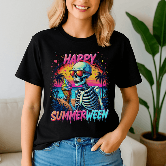 Summer Watermelon Jack Lantern, Summerween Shirt, Summer Halloween TShirt, Cute Spooky Ghost Tee, Halloween Shirt, Halloween Gift, Ghost Beach , Pumpkin Spooky Season