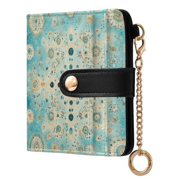 Qxltty Moroccan Style Pattern Ladies Wallet Rfid Slim Thin Compact Credit Card Women Wallet Zipper Coin Pocket and ID Window for Female Gifts