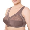 thumbnail image 2 of Wireless Plus Size Bra Wide Strap Unlined Minimizer Full Coverage 36 38 40 42 44 46 48 50 52 / C D E F G H I ( 40J, Cocoa), 2 of 3