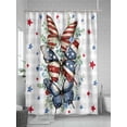 thumbnail image 5 of Patriotic Butterfly 4th of July Shower Curtain, Farmouse Plaid Red Blue Stars Bathroom Decor Curtains Set with Hooks, Waterproof Fabric Home Accessories， Stall 36 X 72 Inch, 5 of 6
