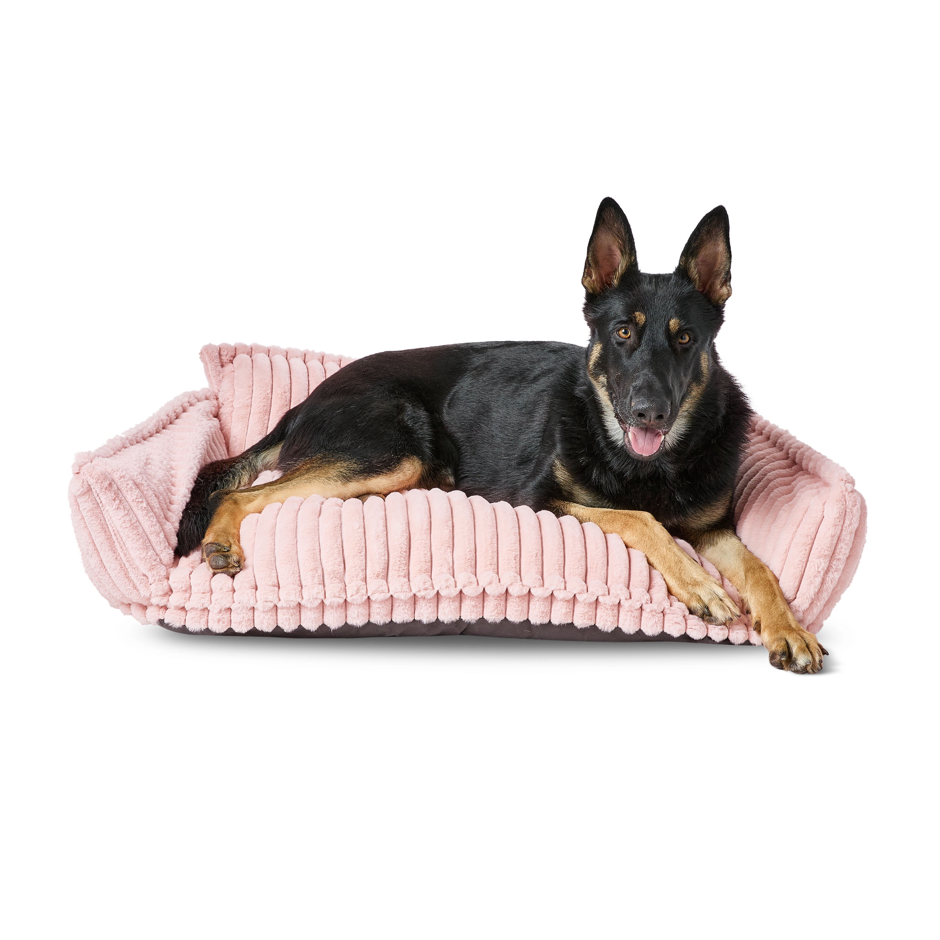Vibrant Life Large Plush Cord Sofa Style Dog Bed, Pink, 28" x 38"