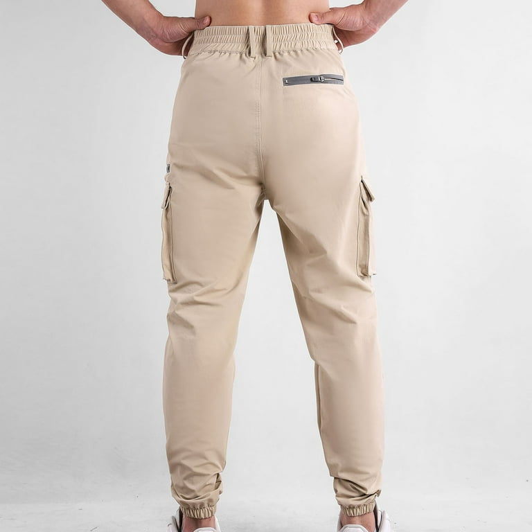 Htigea Clearance Men's Slim Fit Cargo Pants Cotton Tapered Pants