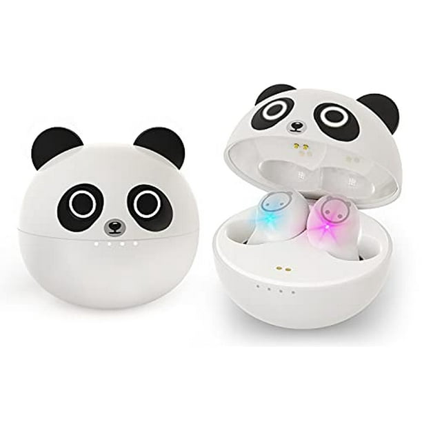 Auriculares inalámbricos para niños Panda lindos con micrófono, estuche de carga, 36h de reproducción, 3D estéreo para iPhone/Android, IPX6 impermeables, deportivos