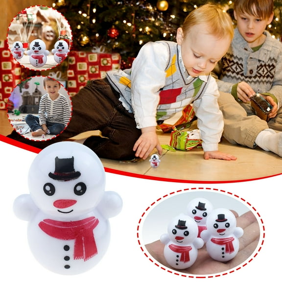ABPWLY Toys Christmas Snowman Tumbler Doll Novelty Capsule Toy 3.5cm Plastic Decoration Gift for Kids Stocking Stuffer Party Favor Outdoor Games