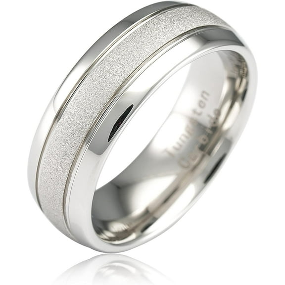 CFIOZYOS White Gold Tungsten Rings For Men Women Wedding Band SandBlasted Finish Dome Edge Sizes 6-16