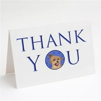 Yorkie Blue and Gold Thank You Greeting Cards and Envelopes Pack of 8 7 in x 5 in