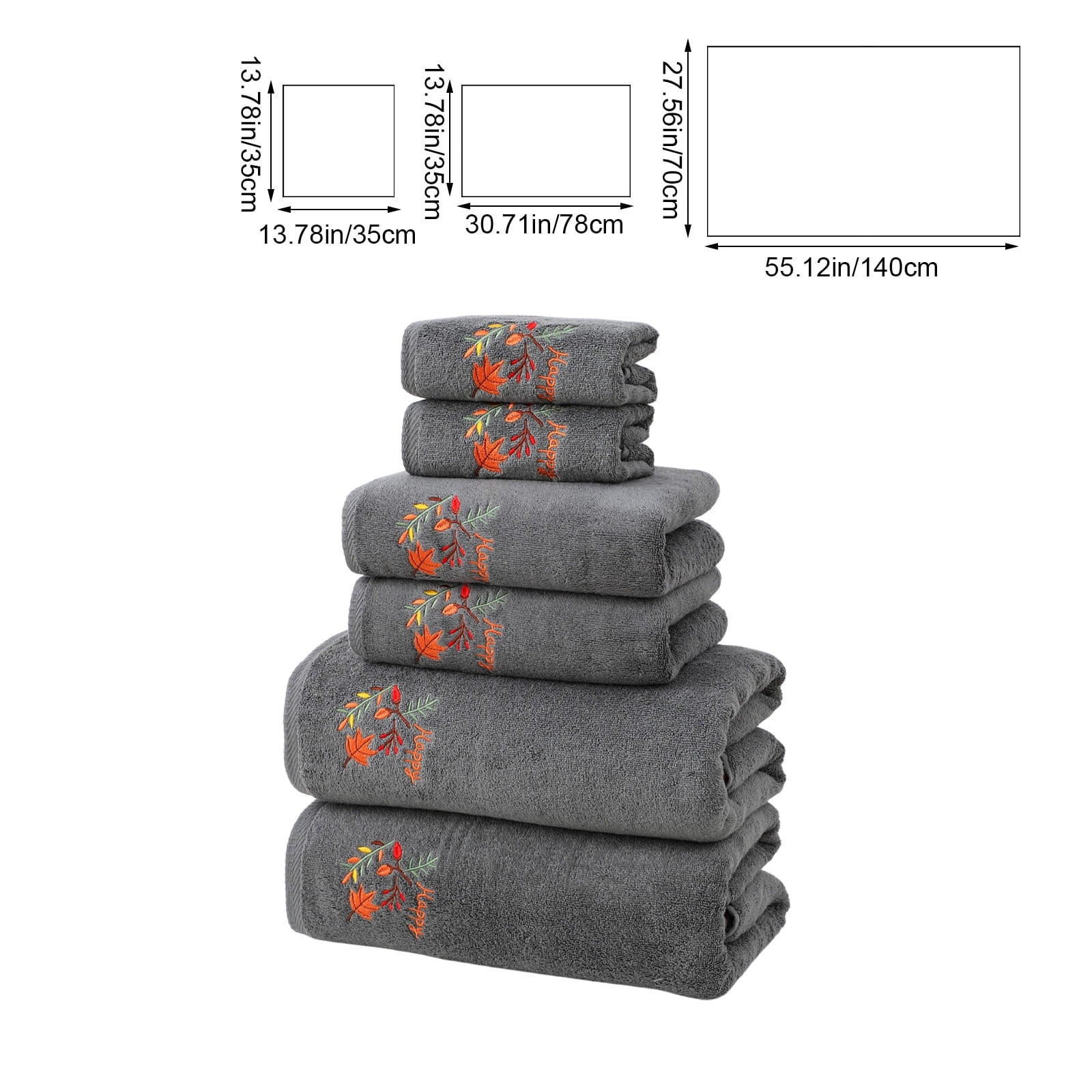 Xuniizn Bath Towels, Bath Towel Set for Halloween Decor, Cottons 2 Bath Towels + 2 Towels + 2 Square Towels, Hand Towels for Bathroom, Soft Face Towels for Holiday, Halloween Decoratives, Gray