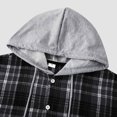 thumbnail image 6 of TAIAOJING Men's Plaid Shacket Shirt Jacket Casual Autumn And Winter Plaid Print Shirt Long Sleeve Hooded Collar Long Sleeve Blouse Shirt, 6 of 9