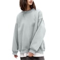thumbnail image 1 of MeetoTime Womens Crewneck Sweatshirt Long Sleeve Drop Shoulder Oversized Sweatshirt Fleece Lined Pullover Tops, 1 of 8