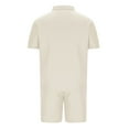 thumbnail image 5 of YHAJDS Men's Shirt and Shorts Set Solid Relaxed Pocket Drawstring Shorts Zip Polo Short Sleeve, 5 of 5