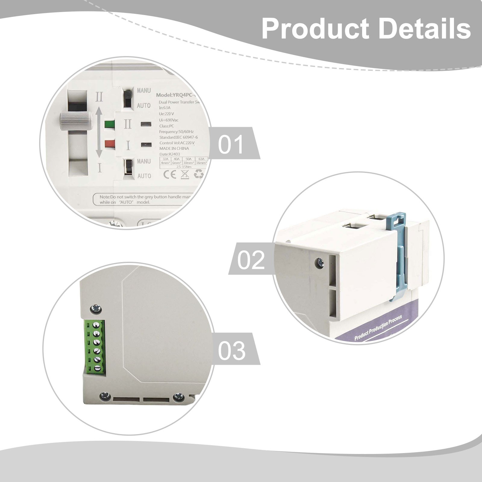 ATS Dual Power Automatic Transfer Switch for Reliable Power Switching 220V 2P 63A