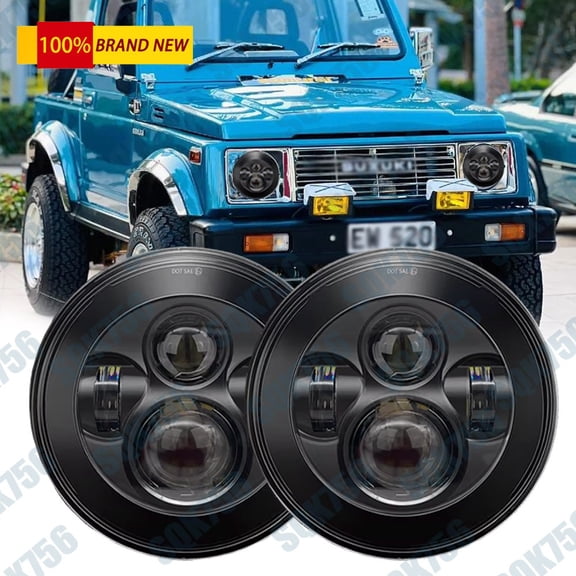 For Suzuki Samurai 1985-1995 Pair 7" Round LED Headlights High/Low Beam H4 Bulb