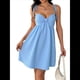 thumbnail image 1 of Vestidos Casuales de Verano para Mujer, Vestido Fluido de Verano, Minivestido Lencero, Vestido con Tirantes Finos Azul S, 1 of 9