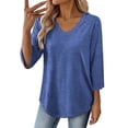 thumbnail image 6 of Kezqiaxn 3/4 Length Sleeve Womens Tops Fall V-Neck Loose Casual Shirts Business Dressy Work Blouses Fashion Clothing, 6 of 7