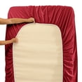 thumbnail image 3 of Clara Clark 18" - 21" Extra Deep Pocket Fitted Sheet, Fits High Profile Mattresses with Toppers, Premium 1800 Collection Double Brushed Soft Microfiber, Queen Size, Burgundy Red, 3 of 8
