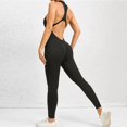 thumbnail image 4 of Sexy Hollow Backless Sporty Jumpsuits Fitness Overalls for Women Scrunch Workout Rompers One Pieces Sport Suit Zip Gym Jumpsuit (HazeBlue Short Set,XL), 4 of 7
