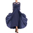 thumbnail image 1 of Gibobby Vestido largo casual de verano para mujer Vestido de noche con encaje de de gasa de moda sexy para mujer Vestido de siete mangas ahuecado(Azul,CH), 1 of 5