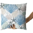 thumbnail image 6 of Nautical Coastal Throw Pillow Covers - Beach Themed Ocean Seashell Coral Starfish Pillow Case Decorative Teal Blue Cushion Cover for Couch Sofa Car Home Decor 18 x 18 Inch Set of 2, 6 of 6