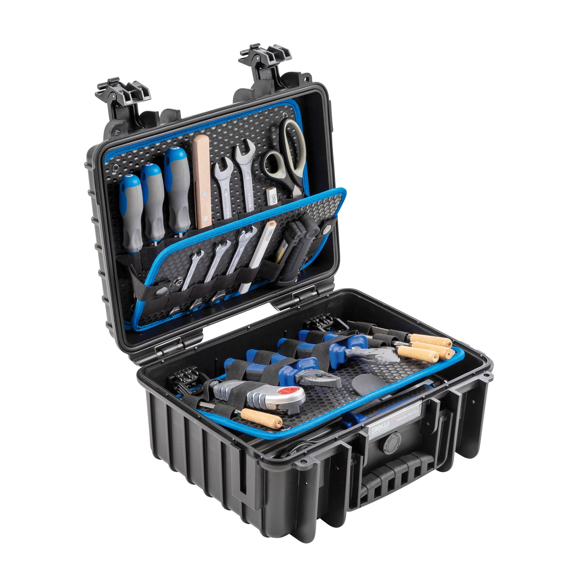 B&W International Jet 3000 Waterproof Hard Shell Tool Case, with Loop Tool Board, Black