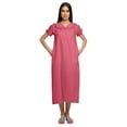thumbnail image 3 of Moomaya Solid Short Sleeve Nightdress For Women Cotton Sleepwear Gown, 3 of 6