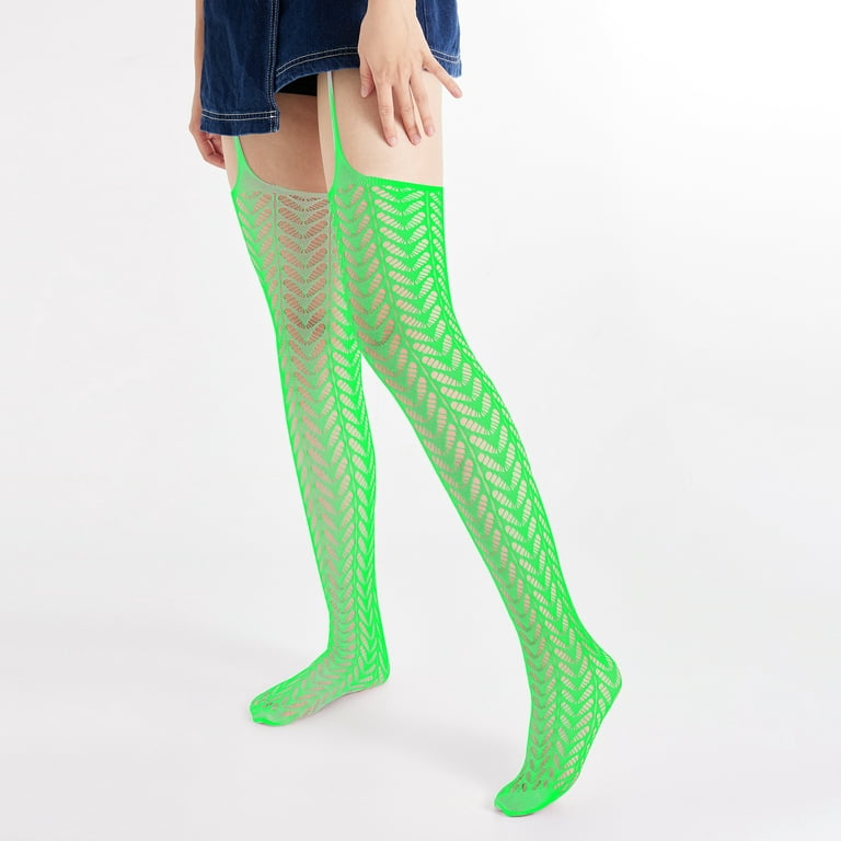 Women Halloween Stockings Glow In The Dark Sheer Fishnet Tights Socks