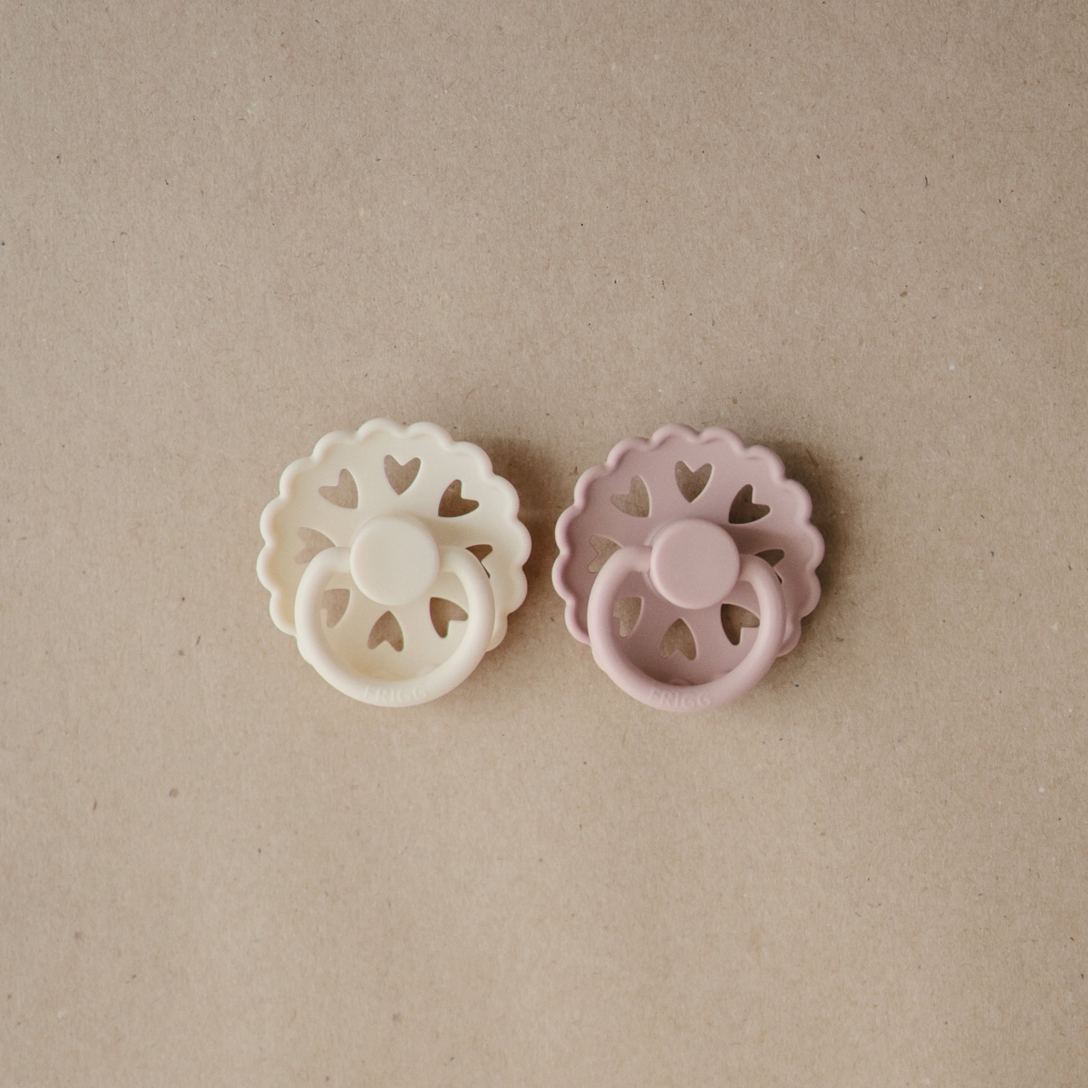 FRIGG Andersen Fairytale Natural Rubber Pacifier 2-Pack, 0 -6 Months, Cream/Blush