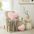 thumbnail image 2 of Heart Pillow, Pink Heart Pillows, Love Pillow Gifts, 14X17 Inch Large Heart Shaped Pillows, Faux Rabbit Fur Coquette Room Decor Throw Pillows, Living, Bedroom, Indoor Outdoor, 2 of 9