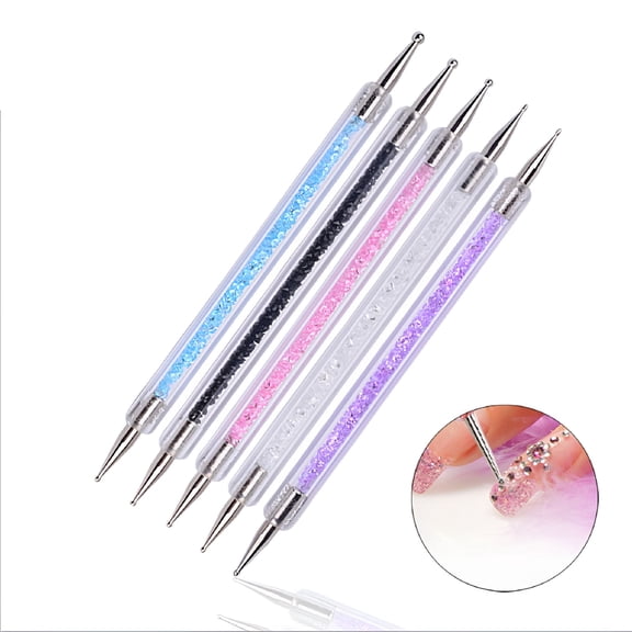RAGUPEL 5pcs 2 Way Dotting Pen Tool Nail Art Tip Dot Paint Manicure Kit