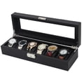 thumbnail image 2 of Vitrina de reloj de material cuero PU , organizador de almacenamiento de joyas con soporte de caja de relojes 6 ranuras, 2 of 9