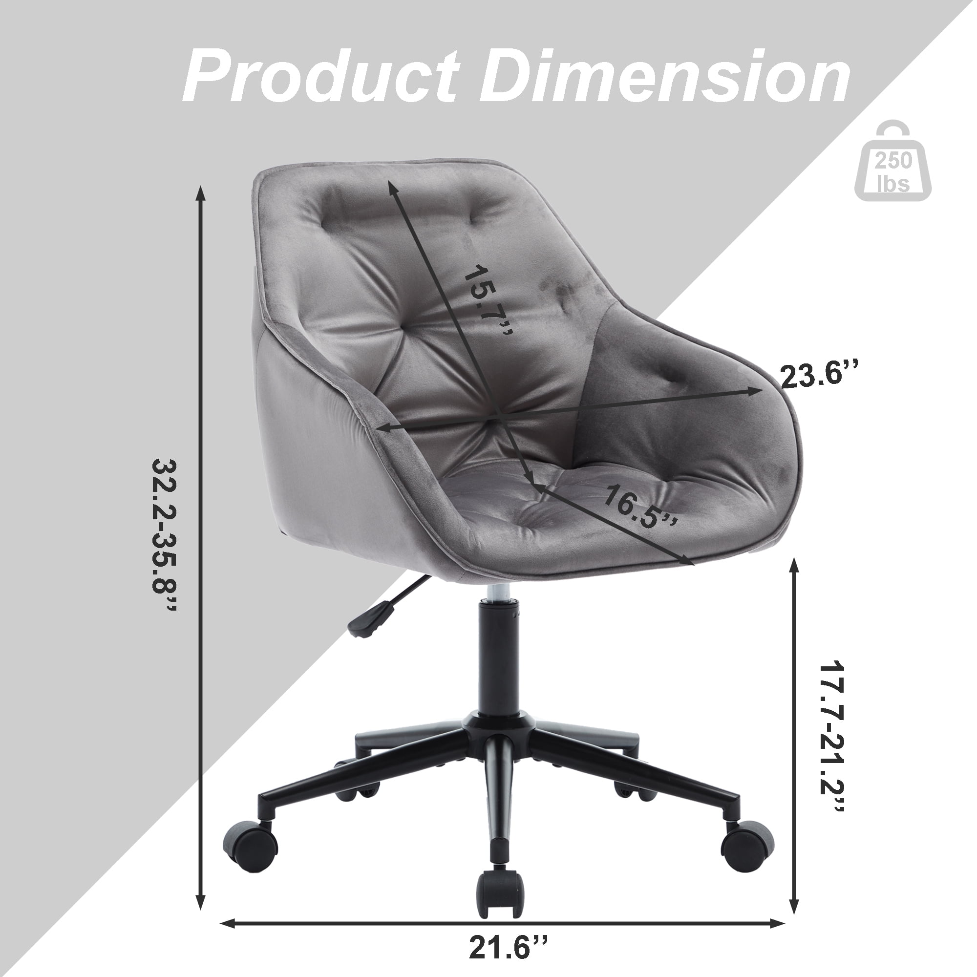 Elegent Velvet Office Chair with Wheels