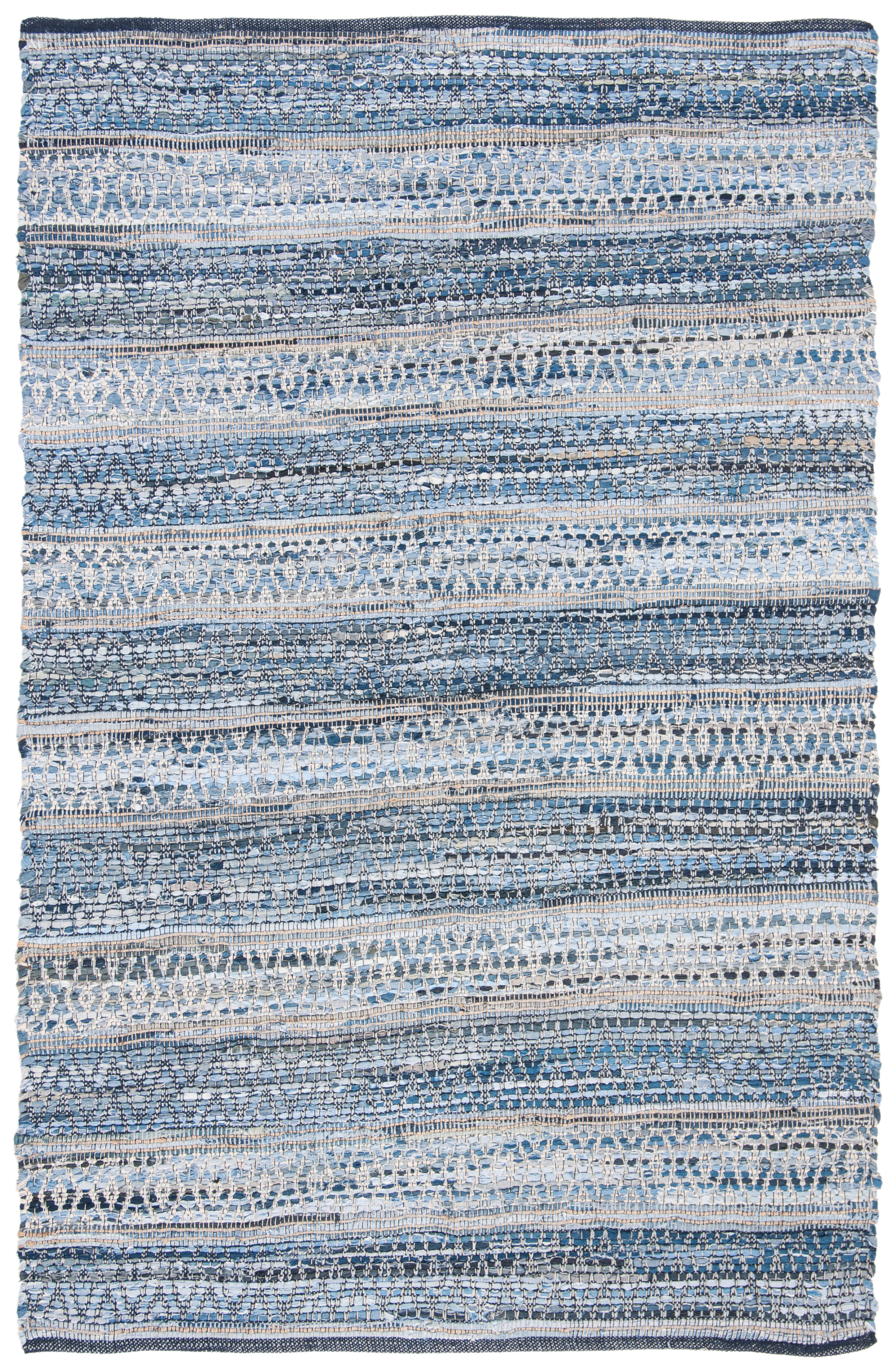 SAFAVIEH Montauk Nicholas Braided Striped Area Rug, Blue, 5' x 8'
