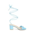 thumbnail image 3 of BLISSFUL STEP Mother's Day Women's Sparkle Strappy Lace Up Block Heel Sandals Blue 7, 3 of 7
