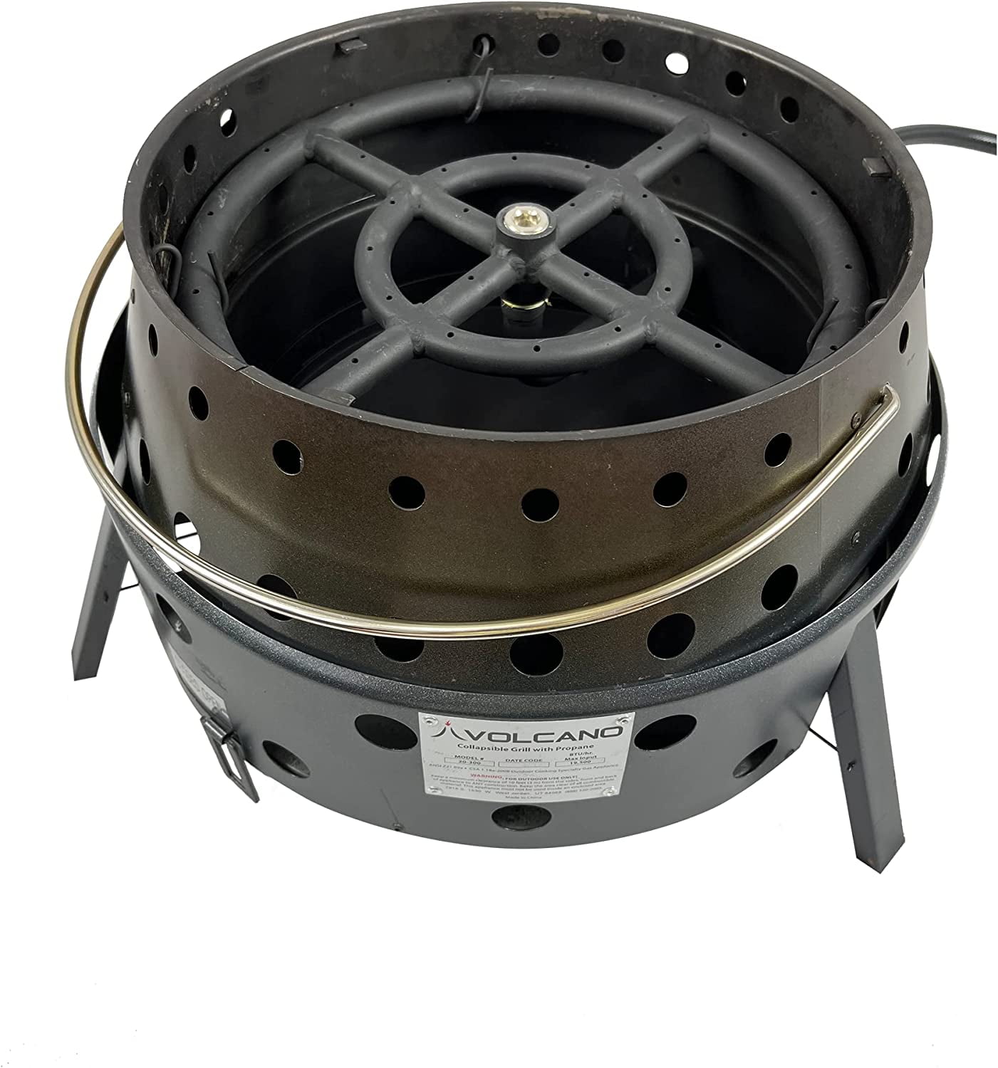Volcano Propane Fire Pit Burner Ring – Portable Outdoor Fire Pit Accessory for Volcano Collapsible Grill, Includes Hose, Regulator & J-Tube, Steel Burner Ring, Quick Assembly (Grill Sold Separately)
