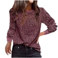 thumbnail image 2 of DeHolifer Womens' T-Shirts Casual Leopard Print Crewneck Long Sleeve Comfy Loose T-Shirts Fall Tops Brown M, 2 of 4