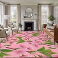 thumbnail image 2 of Spring Floral Large Area Rugs 8x10 ft Watercolor Flower Green Leaves Pink Background Washable Rug Non Slip Indoor Carpet Absorbent Floor Mat for Living Room Bedroom Dining Room, 2 of 9