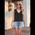 thumbnail image 4 of Camisa de Sin Mangas con Cuello en V, Plisada y Volantes, Holgada, para Mujer, Color Negro, Talla XXL, 4 of 7