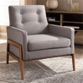 thumbnail image 2 of Baxton Studio Perris Fauteuil Lounge Rembourré en Gris et Noyer, 2 of 9