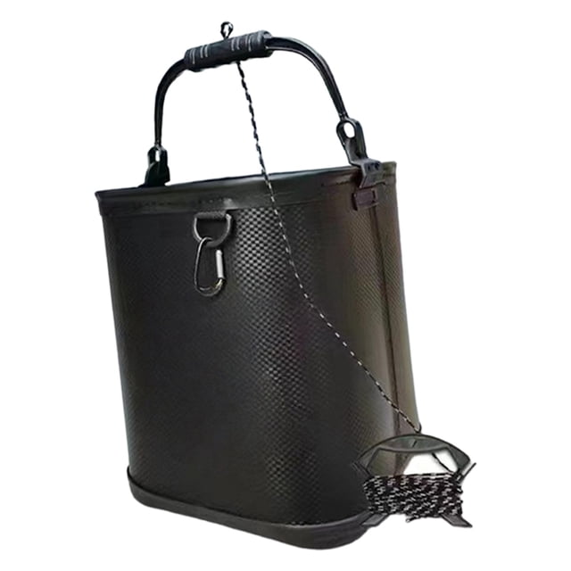 Cubo de pesca, cubo de agua, bote, EVA, exterior, 17 l, con cuerda, para jardín, pesca, casa, playa, viajes, almacenamiento, organizador Negro