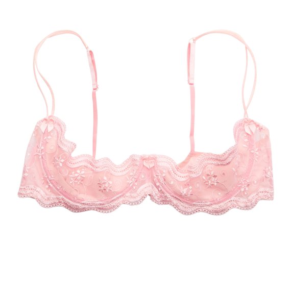 Women's Shirley of Hollywood X331 Plus Size Scalloped Embroidered Shelf Bra (Pink 40)